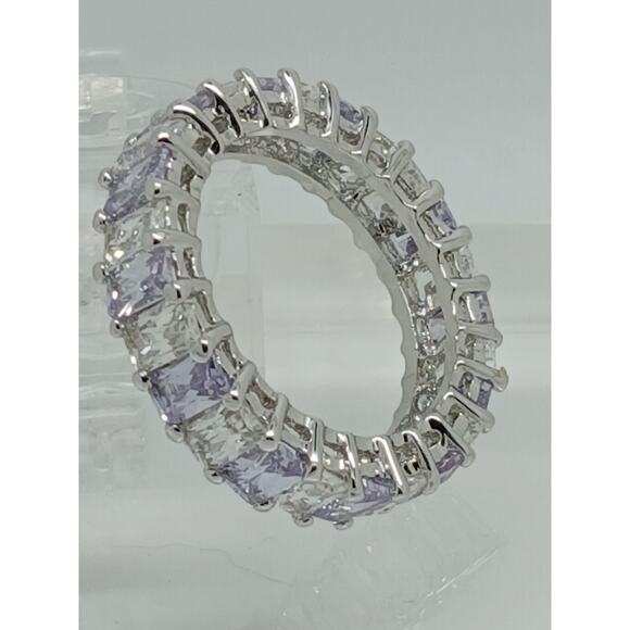 3.70CT White Gold EP Eternity Anniversary Wedding Band Ring Size 9 - Picture 1 of 8